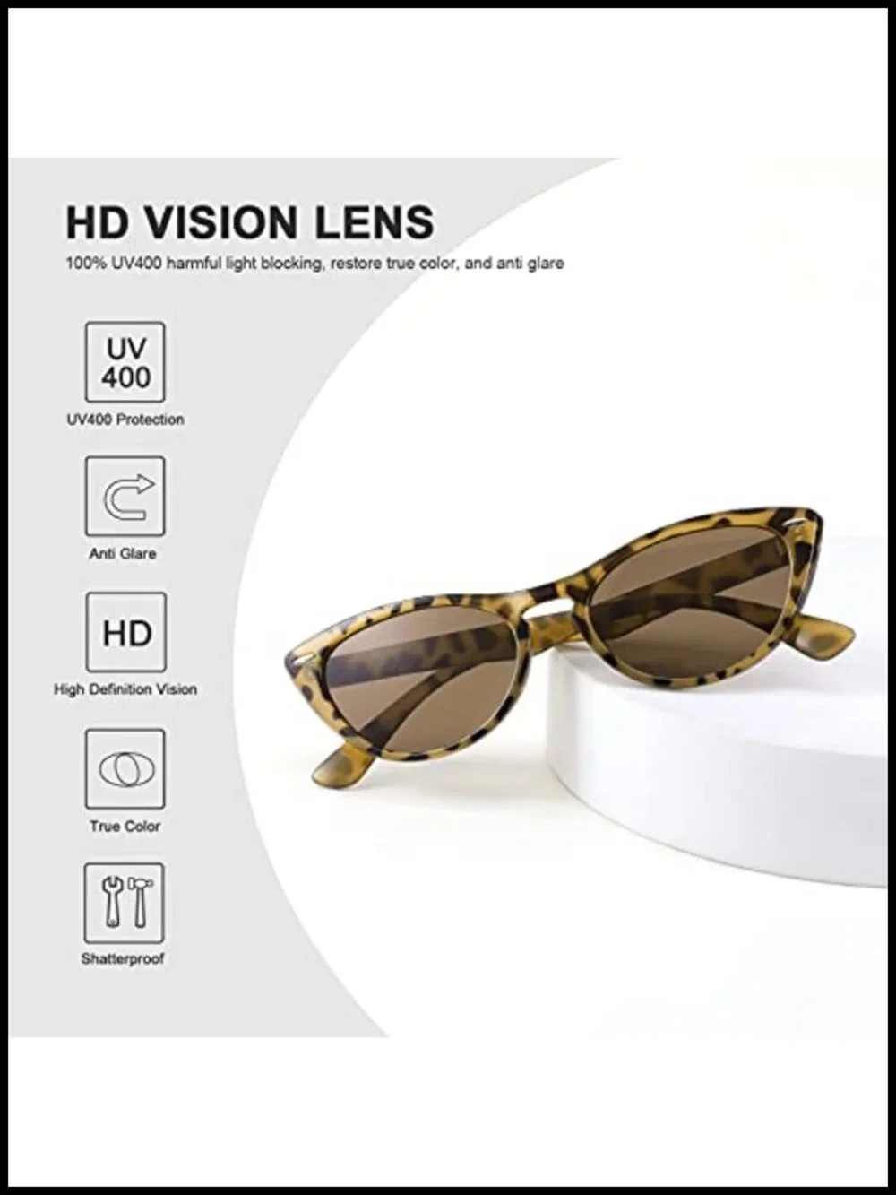 Retro Cat Eye Sunglasses UV400 Protection Plastic Frame Unisex